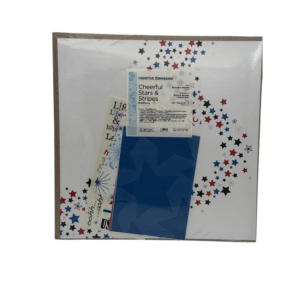 Creative Memories Cheerful Summer Stars & Stripes 12x12 Scrapbook Paper‎ Lot 2pk